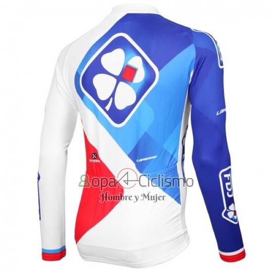Fdj Ropa Ciclismo Culotte Largo 2016 Mangas Largas Blanco y Azul